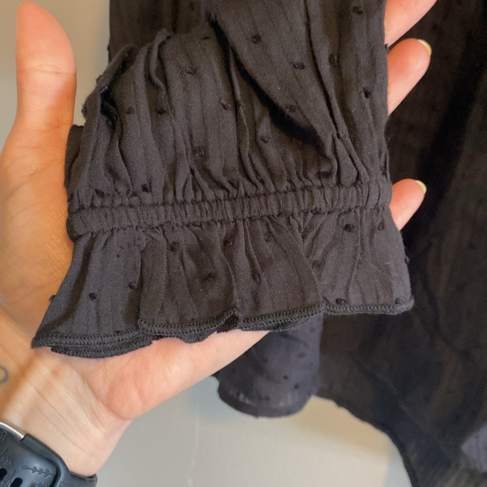 🆕 Time and Tru Black Sheer Keyhole Mockneck Long Sleeve Blouse, XL - Picture 5 of 8